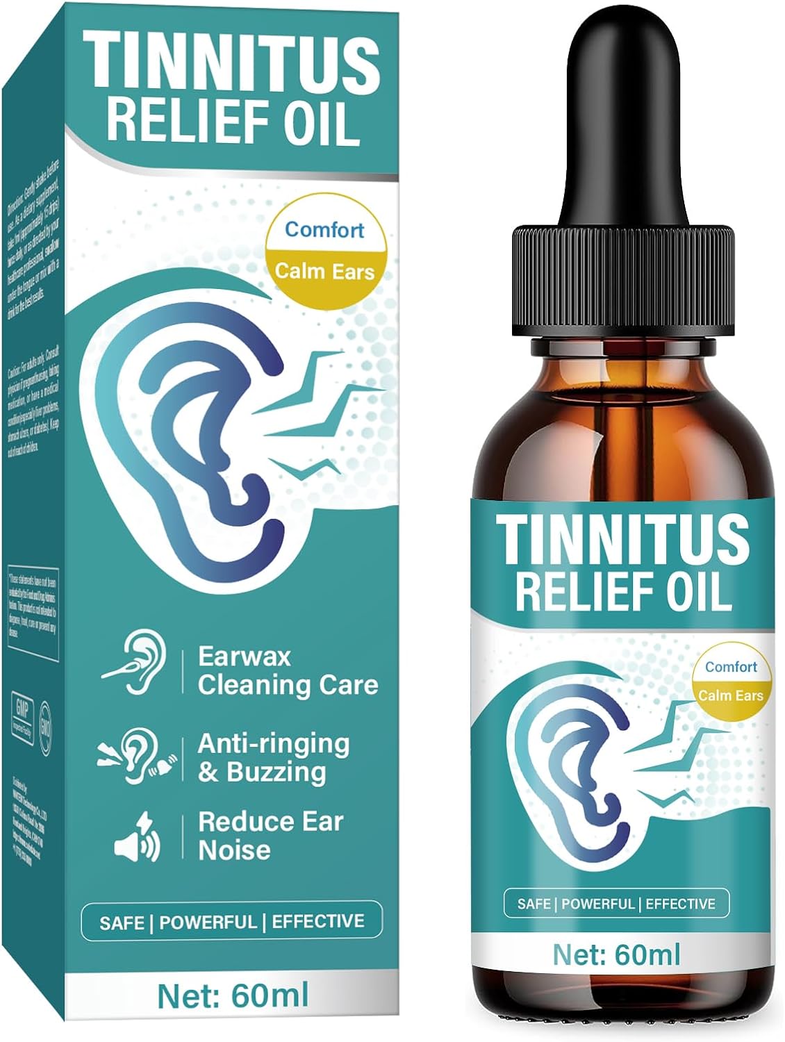 Tinnitus Relief for Ringing Ears, Effective Ear Ringing Relief Drops, Natural Herbal Tinnitus Treatment for Ear Clicking Buzzing, Improving Hearing for Men and Women