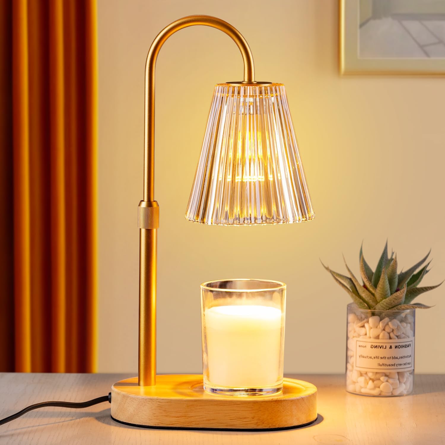 Candle Warmer Lamp Dimmable Timer: Electric Candles Melting Light for Wax Jar Height Adjustable Candle Heater for Indoor Flameless Burner with 2 Bulbs Exquisite New Home Gifts Birthday Presents