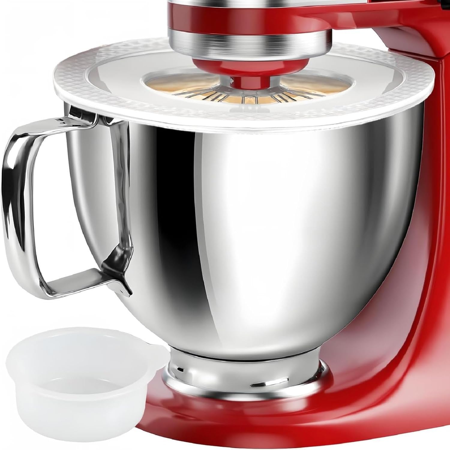 HOMGEN Stainless Steel Mixer Bowl Fit for KitchenAid 4.5-5QT Tilt-Head Mixer Dishwashable 5 Quart Mixing Kitchenaid Bowl with Handle with Cleaning Brush &4.5-5QT Fermenting Cap (NOT with Machine)