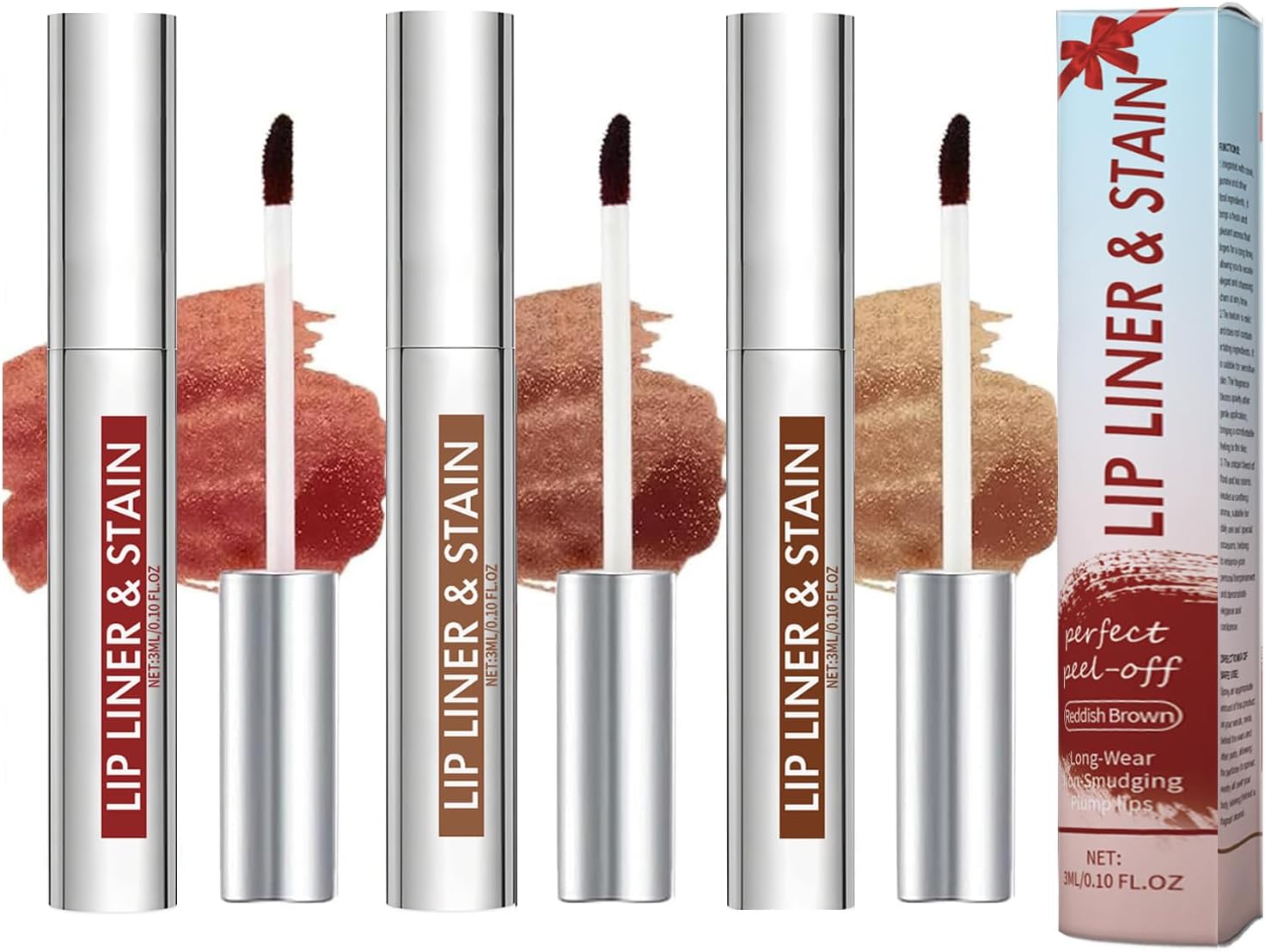 Aderier Lip Liner Peel Off Lip Liner Tattoo, 3Pcs Peel Off Lip Stain, Long Lasting Lip Stain Peel Off, Infused with Hyaluronic Acid & Vitamin E(MUAH & HEY & LOVER)