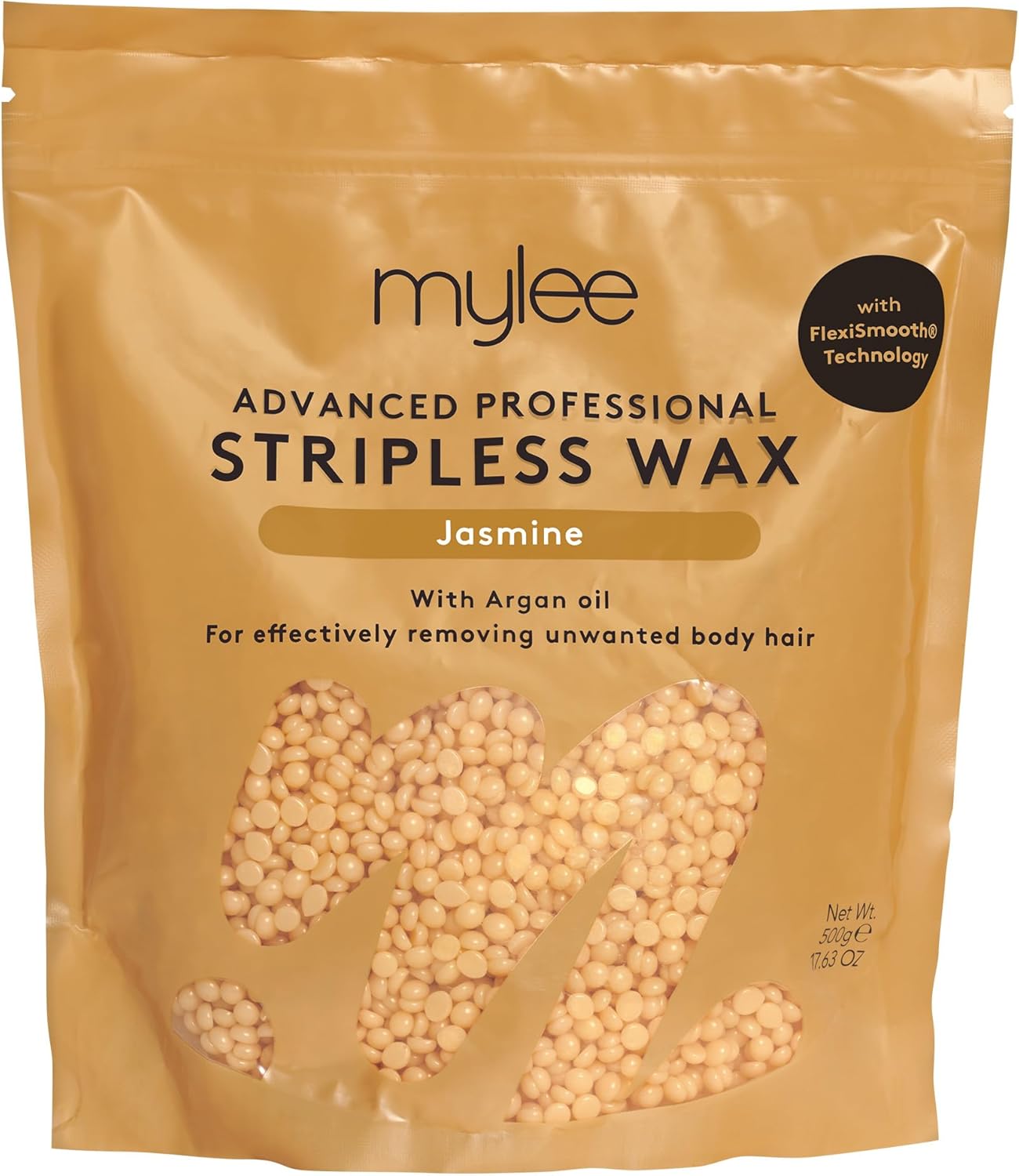 Mylee Advanced Stripless Wax 500g [Jasmine] Professional Hard Wax Beads, Painless Hair Removal, No Strips Needed, Peelable Hot Wax for Hair Removal, Full Body, Face, Bikini, Brazilian, Hollywood