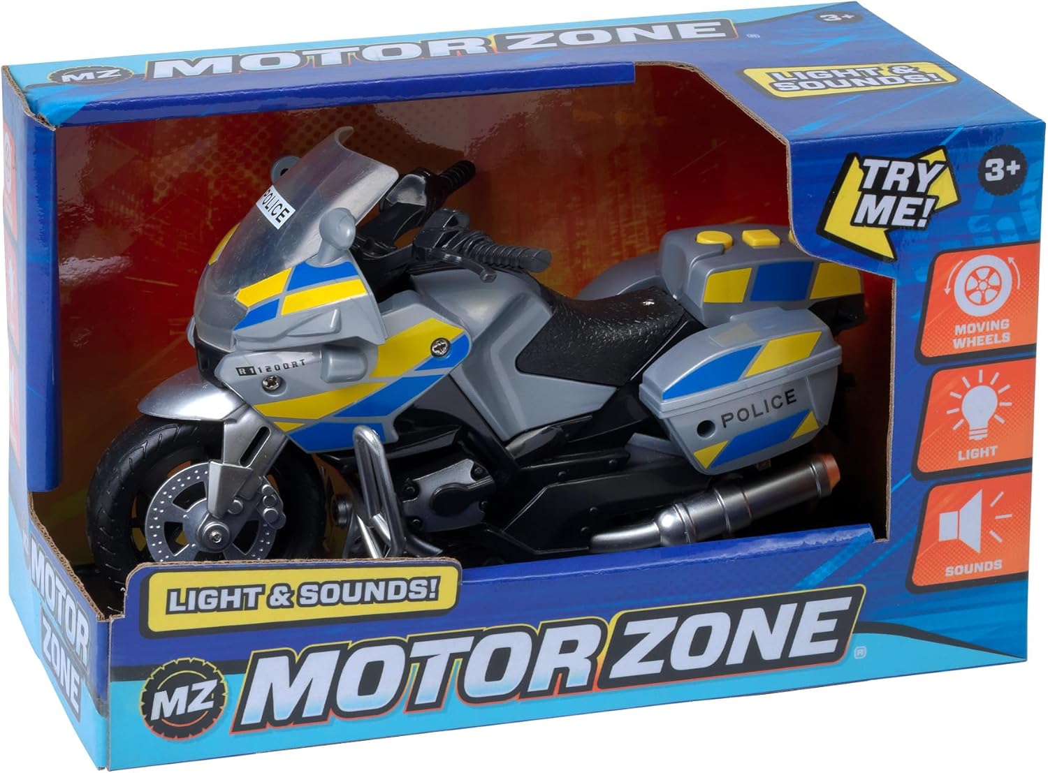 John Adams Age 3+ | 18cm Police Bike with lights and sound | Kids' Play Emergency Vehicles | Batteries included | Ages 3+, Black