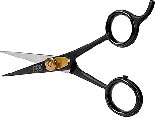Razor Sharp Beard & Mustache Scissors - 5" - High Carbon Stainless Steel - Facial Hair Trimming Shears - RIGHT HANDED, Black