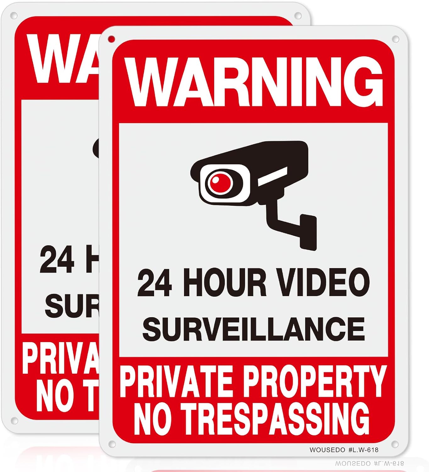 2-Pack Private Property No Trespassing Sign,Video Surveillance Signs Outdoor,Rust Free Aluminum 10 x7 Inches Security Camera Sign for Home,Business,CCTV,UV Protected & Waterproof