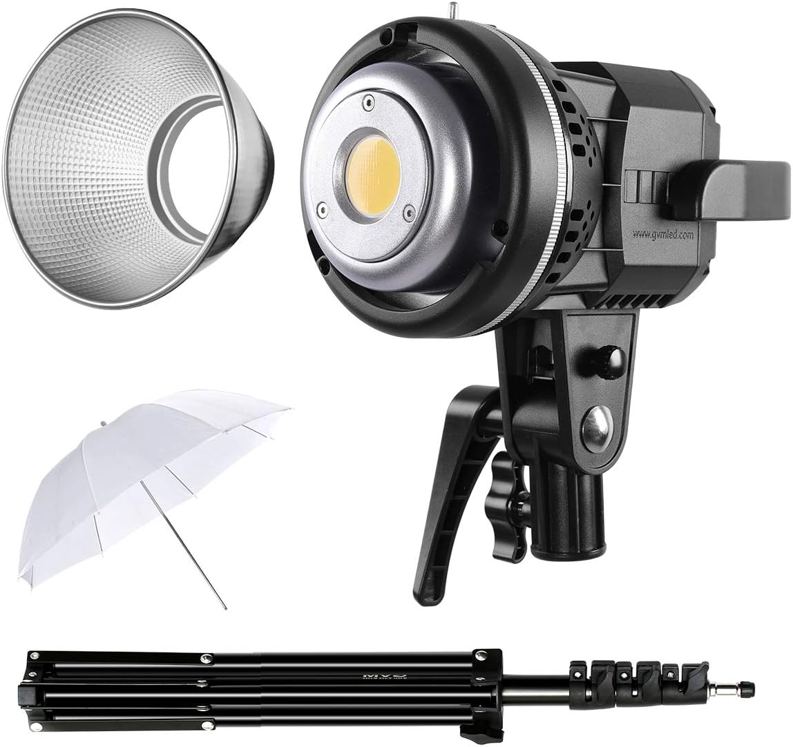 GVM 80W CRI97+ 5600K Dimmable LED Video Lights with Bowens Mount Kit Continuous Output Lighting Spotlight for YouTube Vlog Wedding Photography Shooting Light with Reflector
