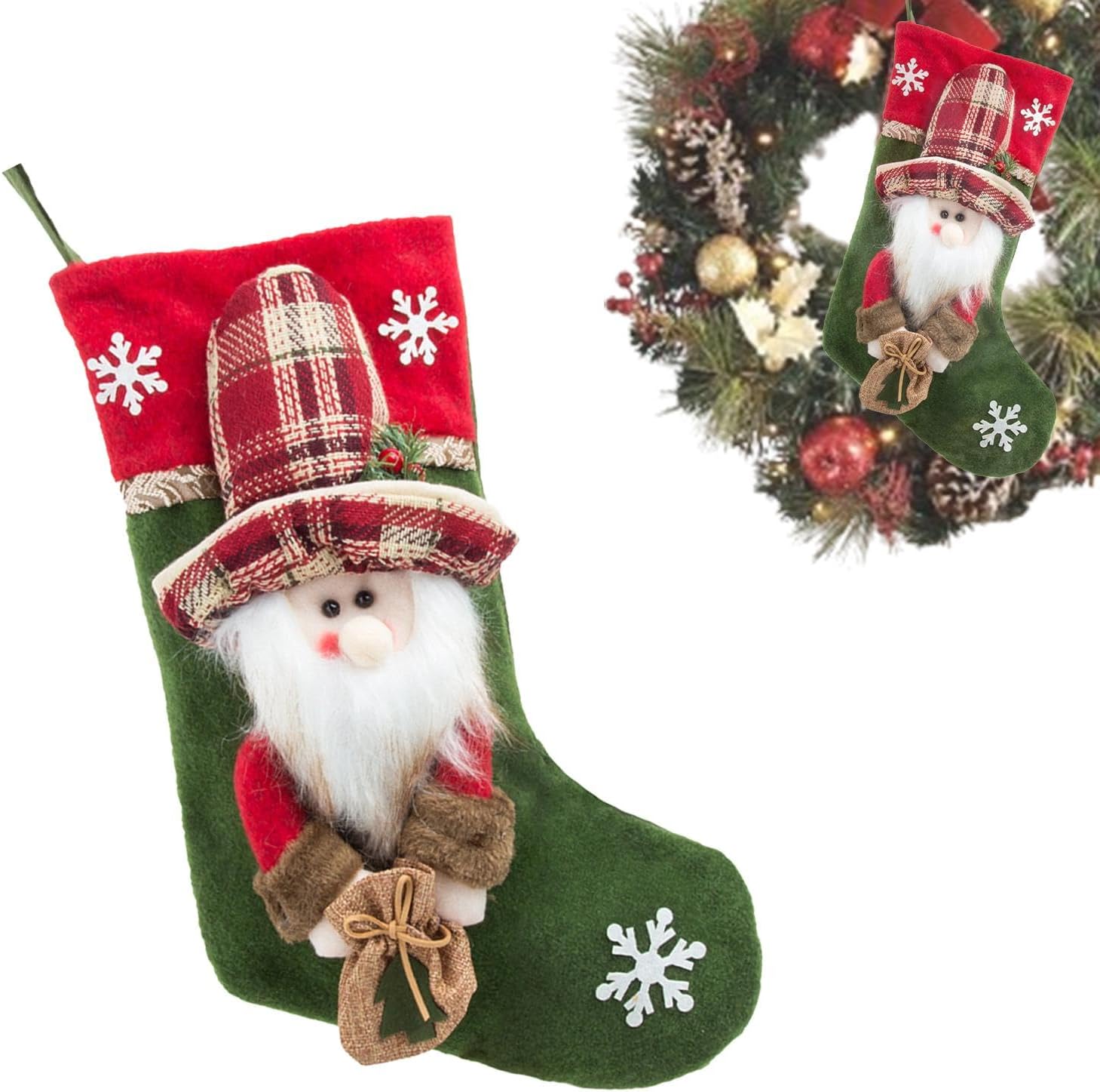 Stocking Fireplace Decor Festive - Hanging Christmas Stockings, Holiday Indoor D?cor | Durrable Large Stocking, Reusable Xmmas Decoration, Classic Fireplace Stockings for Home Christmas Decor
