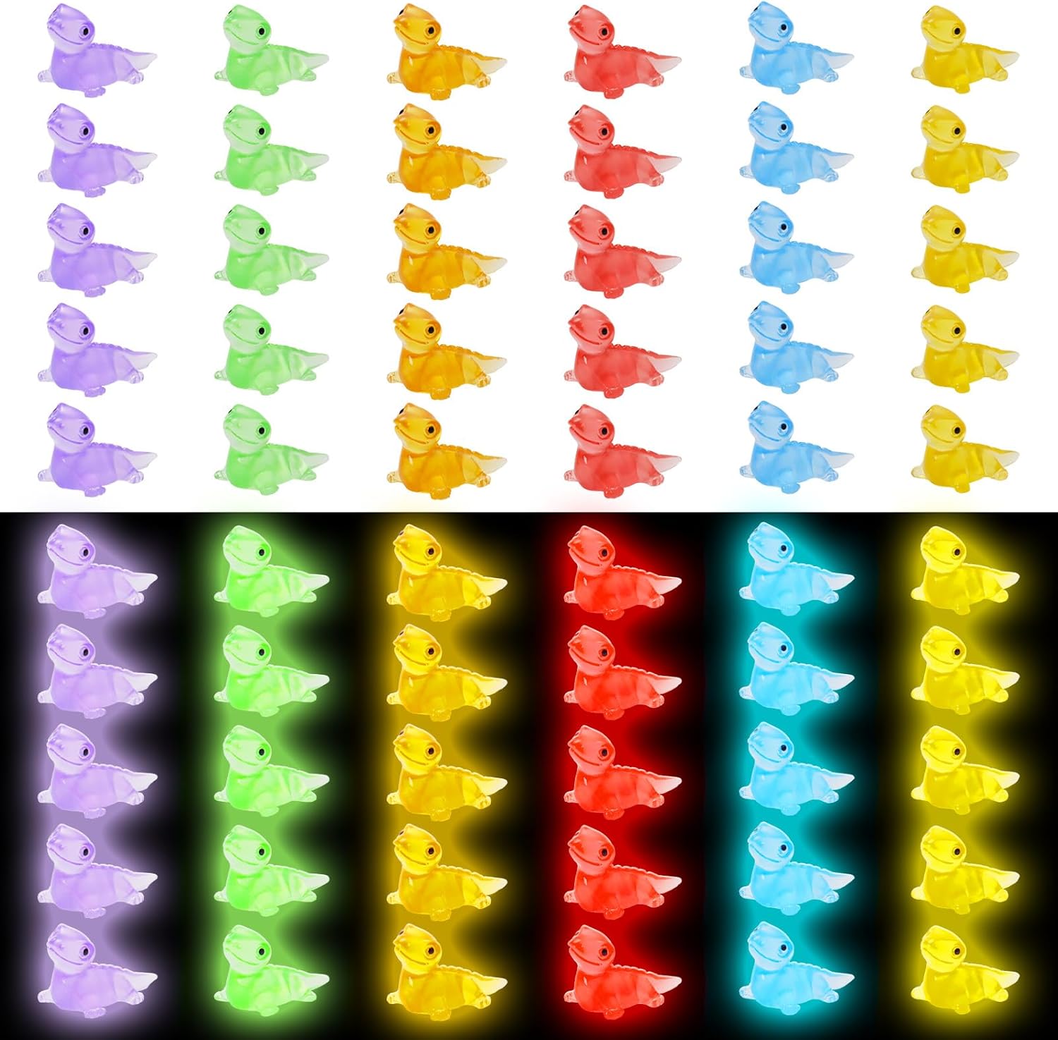 Bbiamsleep 60 Pcs Luminous Mini Resin Lizard Miniature Lizard Figurines Glow in The Dark Mini Lizard Figurine Mini Resin Animals for Fairy Garden Micro Landscape Decor Cake Topper