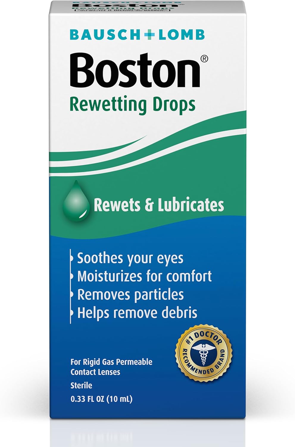Boston Rewetting Drops for Rigid Gas Permeable Contact Lenses - from Bausch + Lomb, 0.34 fl oz (10 mL) - Pack of 4