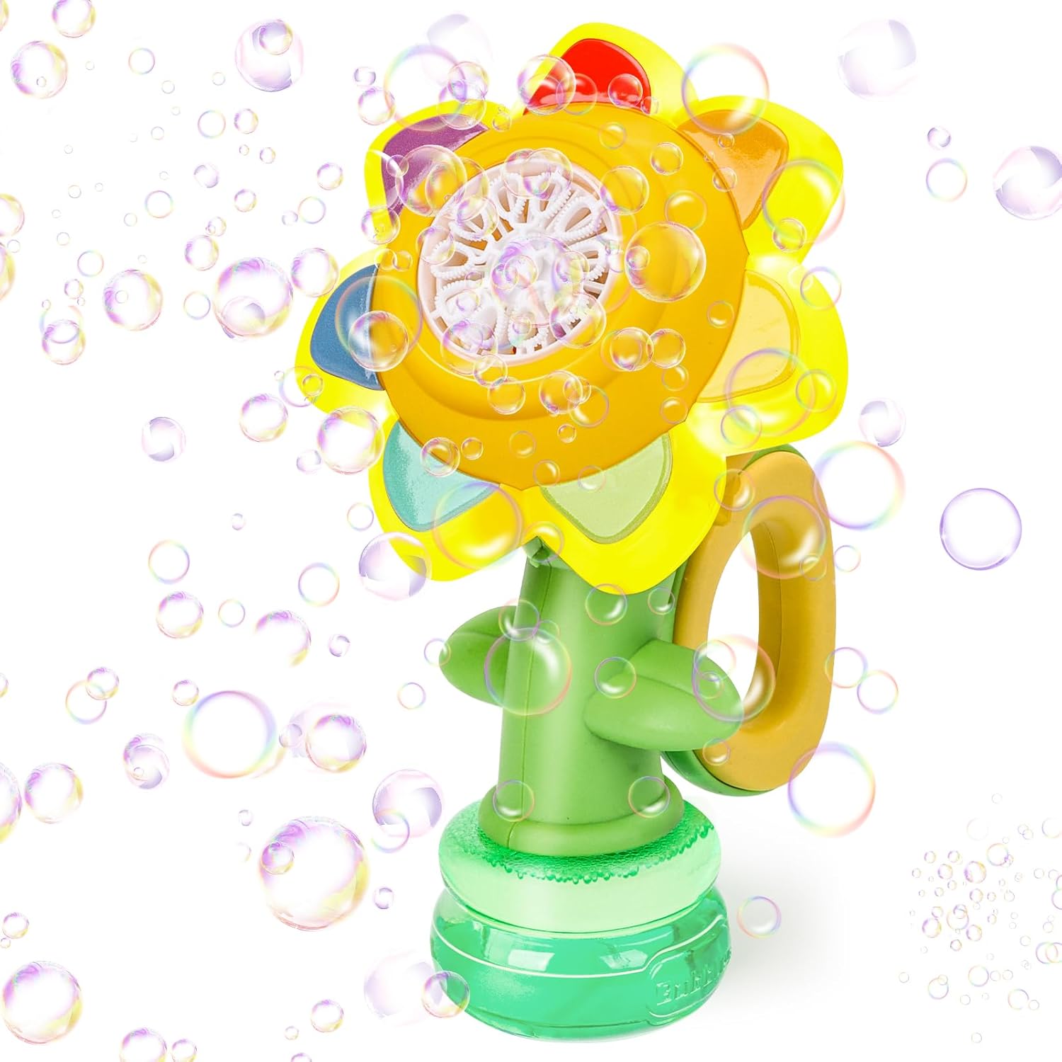 Jovicos Bubble Machine for Kids, Rechargeable Dancing Sunflower Bubble Maker, Light Up Automatic Bubble Blower Toys for Baby Childrens Girls Gift, Bubble Blaster Party Favors