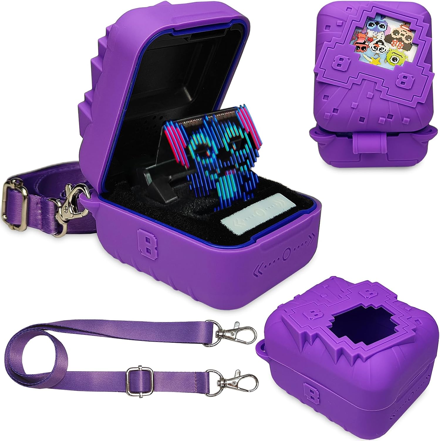 JCHPINE Silicone Cover Case for Bitzee Disney Interactive Toy Digital Pet and Case, Protective Skin Sleeve for Bitzee Disney Virtual Electronic Pets (Purple)