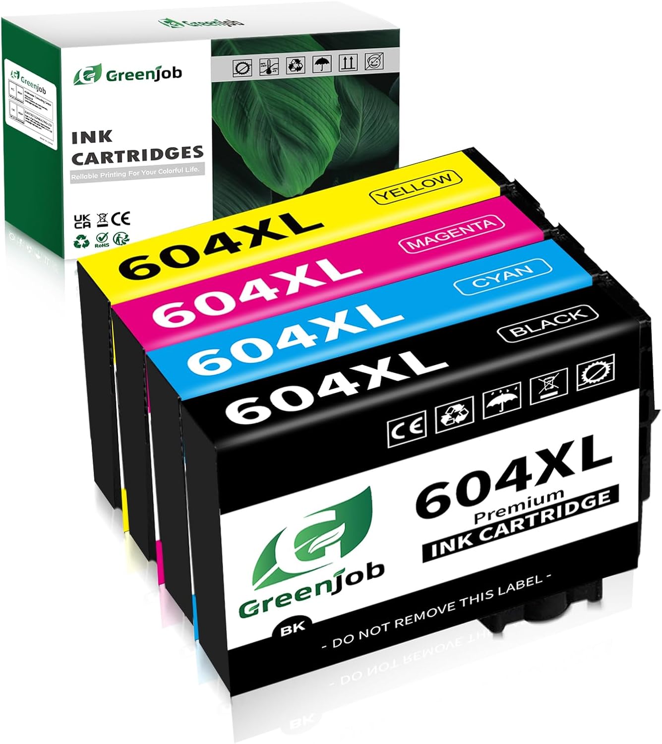 Greenjob 604XL Ink Cartridge Replacement for Epson 604 Ink Cartridges Multipack Compatible with Epson Expression Home XP-2200 XP-2205 XP-3200 XP-3205 XP-4200 XP-4205 Workforce WF-2910 WF-2930 (4 Pack)