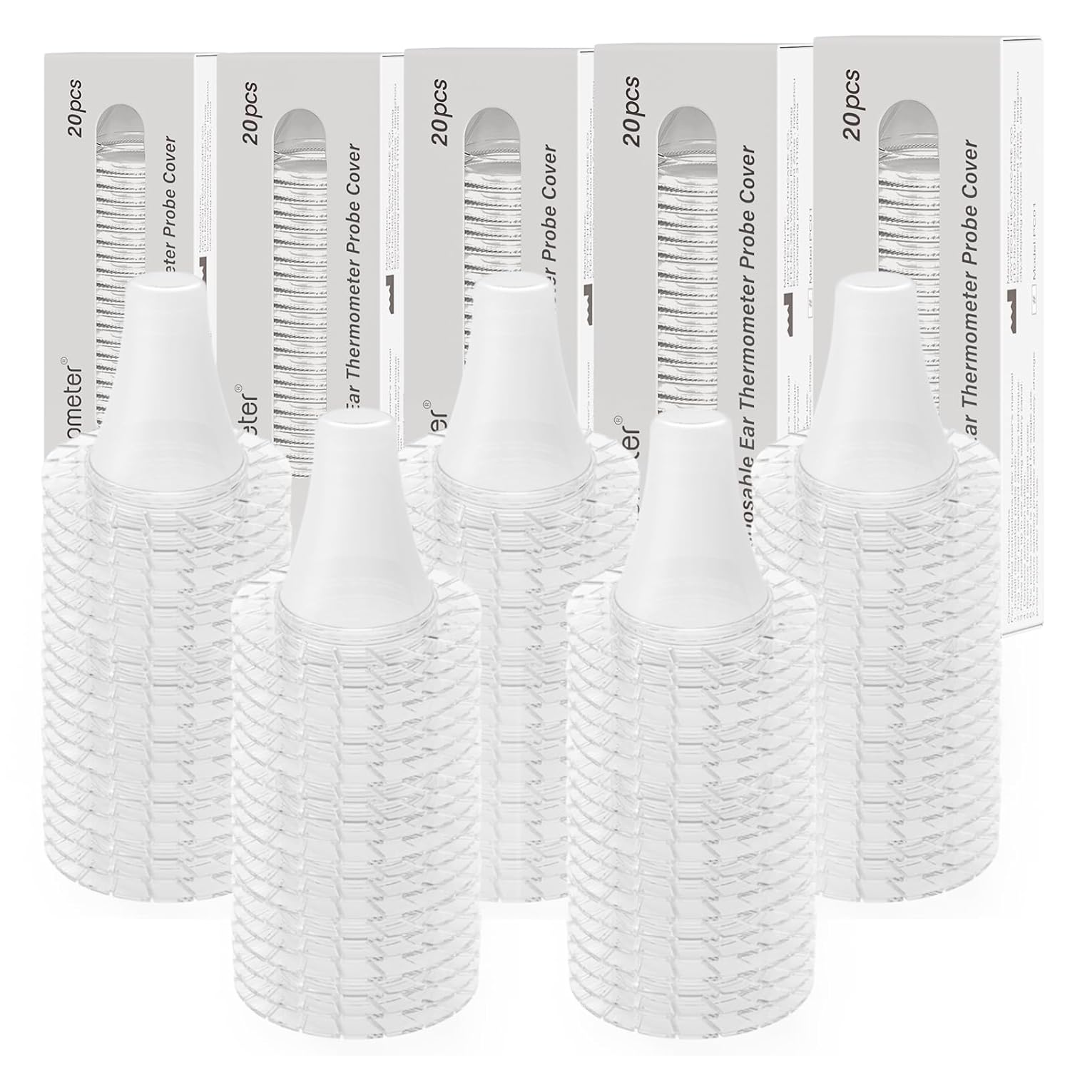 femometer 100 Counts Ear Thermometer Probe Covers, Refill Caps, Lens Filters, BPA Free and Disposable Ear Thermometer Cover Caps