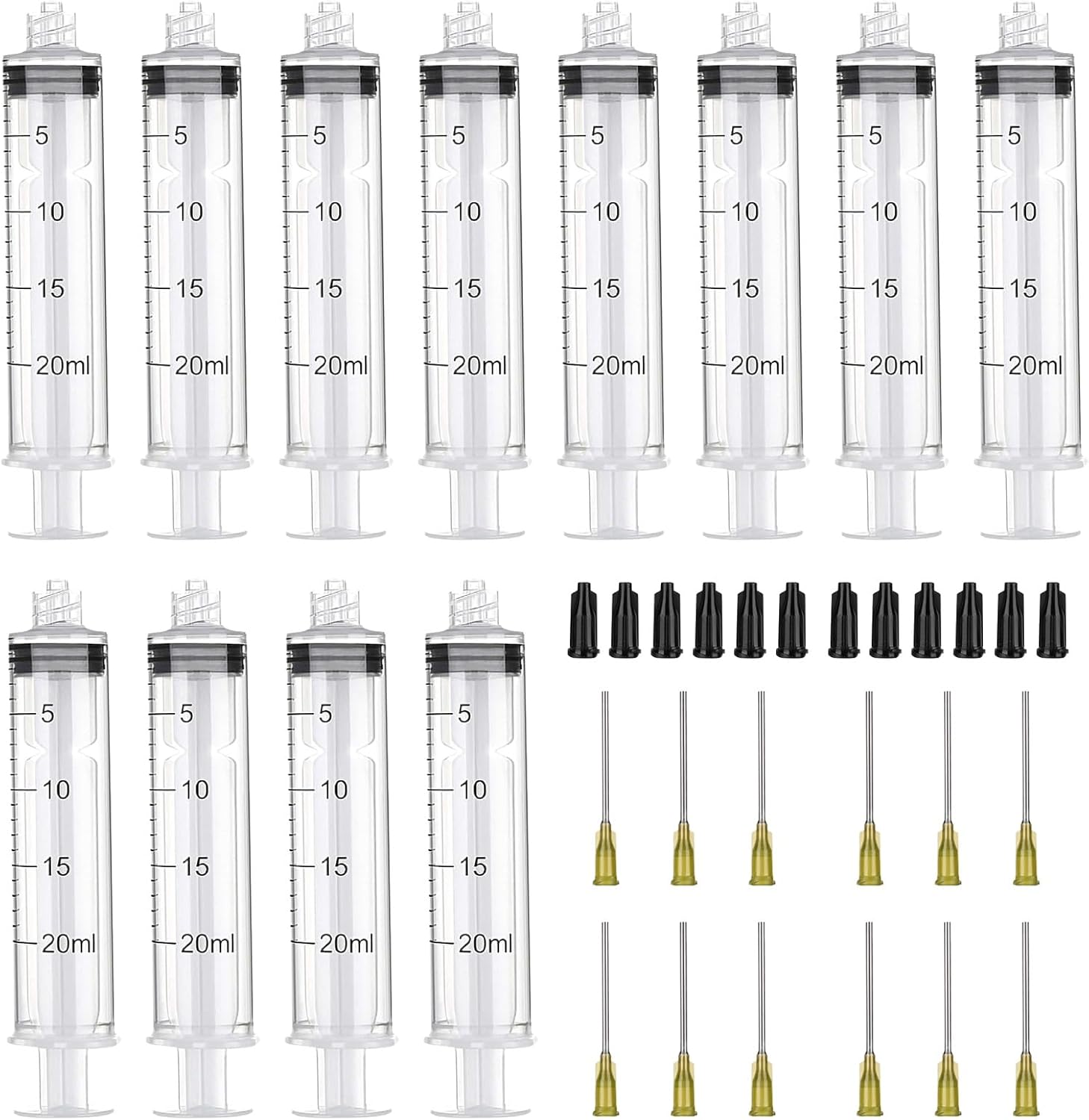 12 Pack 20ml Syringe, Large Syringe, Plastic Syringe, Syringes with Blunt Needle, Glue Syringe, Syringe Luer Lock, Reusable Liquid Syringe, Syringes For Lab, Glue, Industrial, Scientific Labs