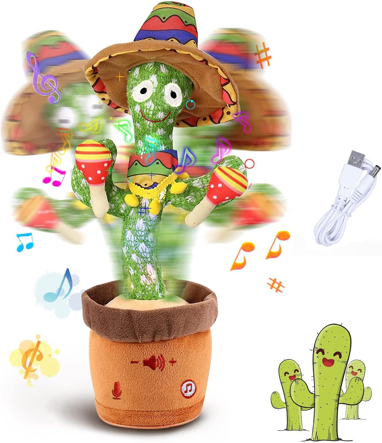 ARIEL-GXR Dancing Cactus Plush Toy, Creative Singing Talking Cactus Repeat What You Say Soft Funny Plush Interactive Toy Figures for Kids, Home Decoration