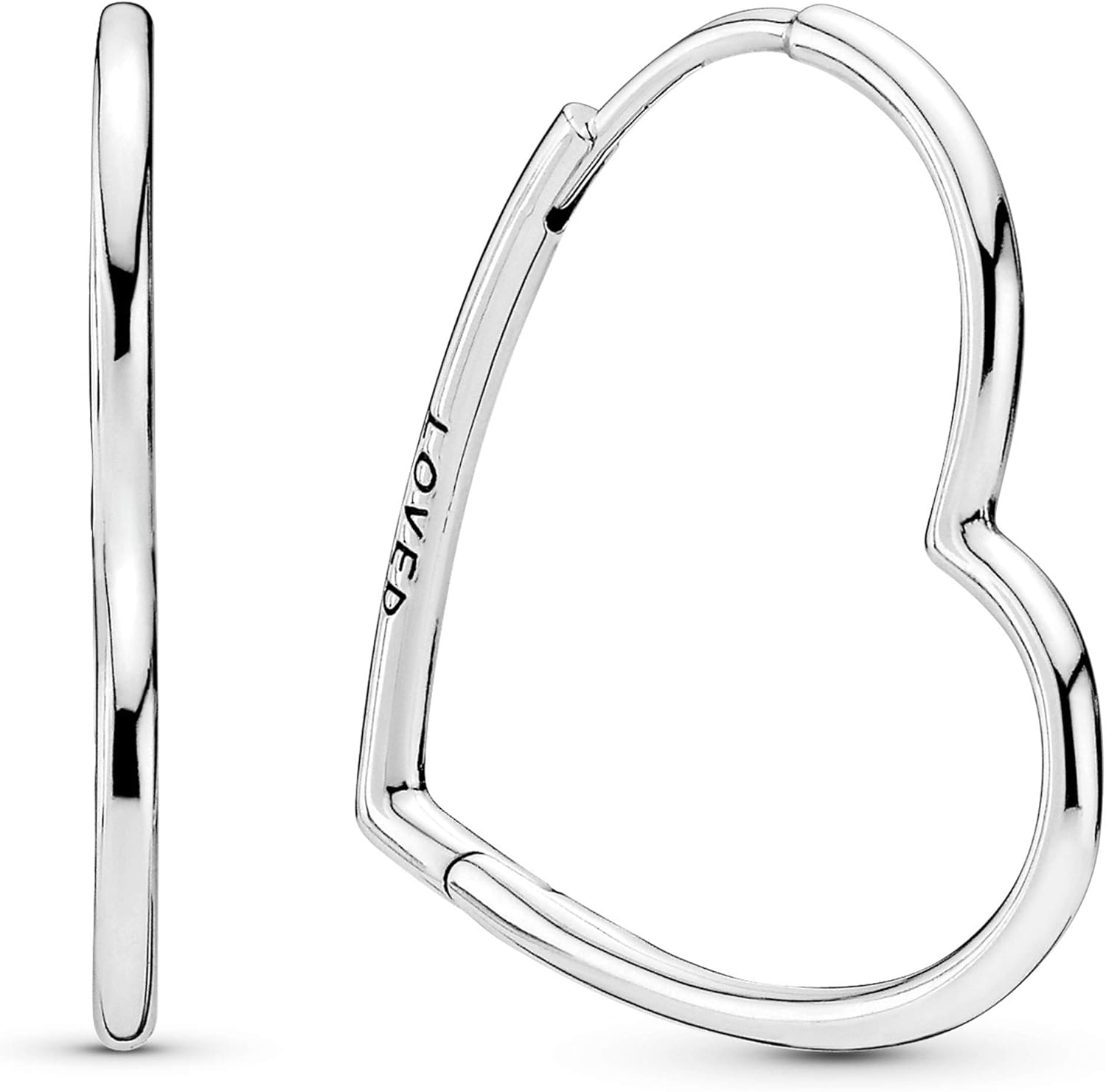 PANDORA Asymmetrical Heart Hoop Earrings - Classic Earrings for Women - Great Gift for Her - Made with Sterling Silver