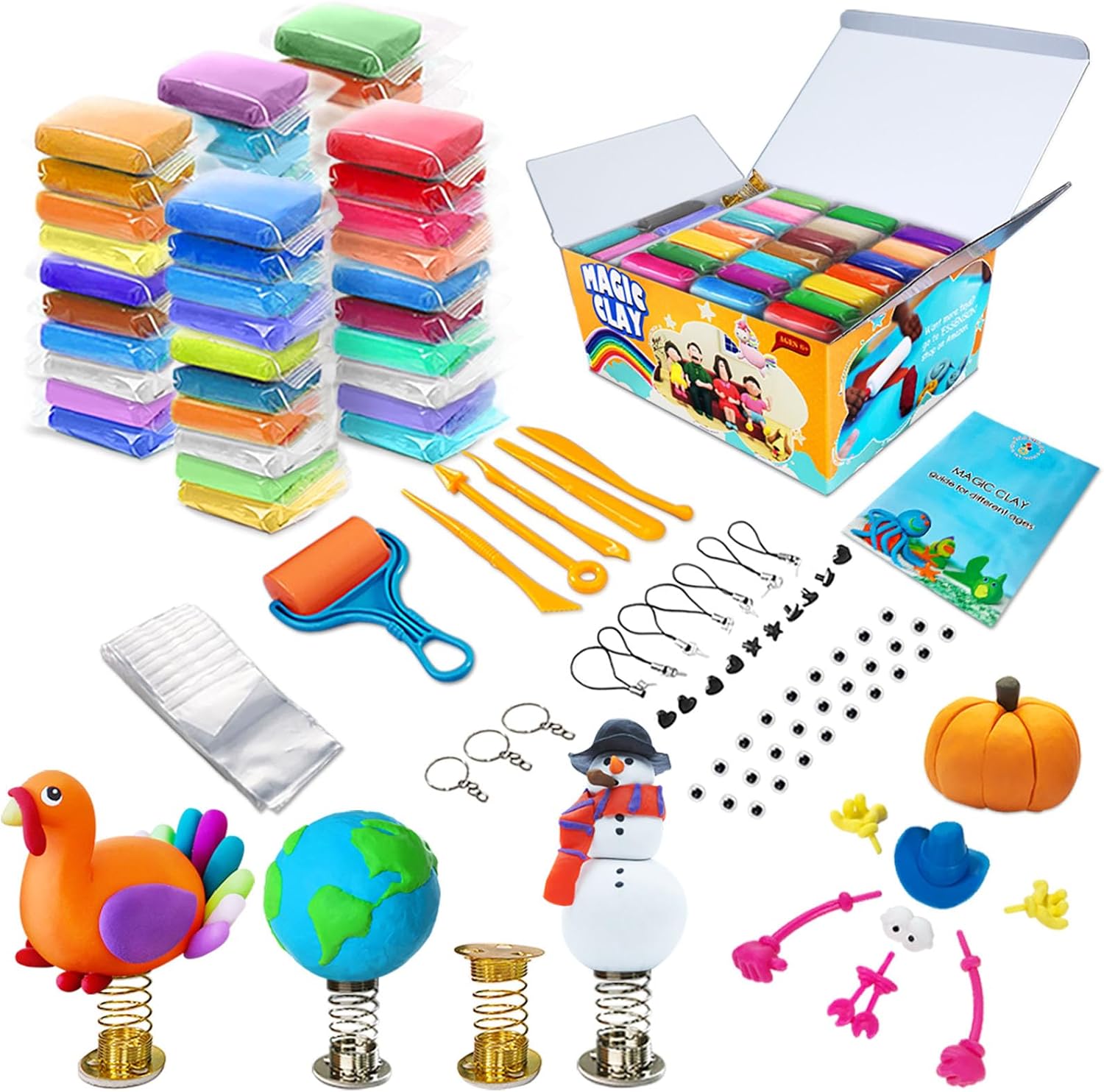 ESSENSON Modelling Clay Kit - 50 Colours Air Dry Magic Clay, DIY Molding With Tools, Craft Kit for Kids 3-12 Years Old, Presents for Boys & Girls