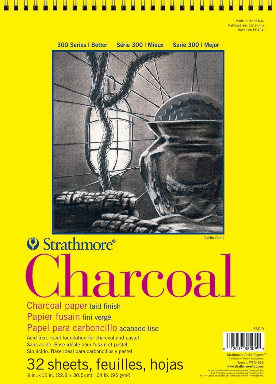 Strathmore Charcoal Spiral Paper Pad 9 x 12-inch, 32 Sheets, Multicolor, 9x12