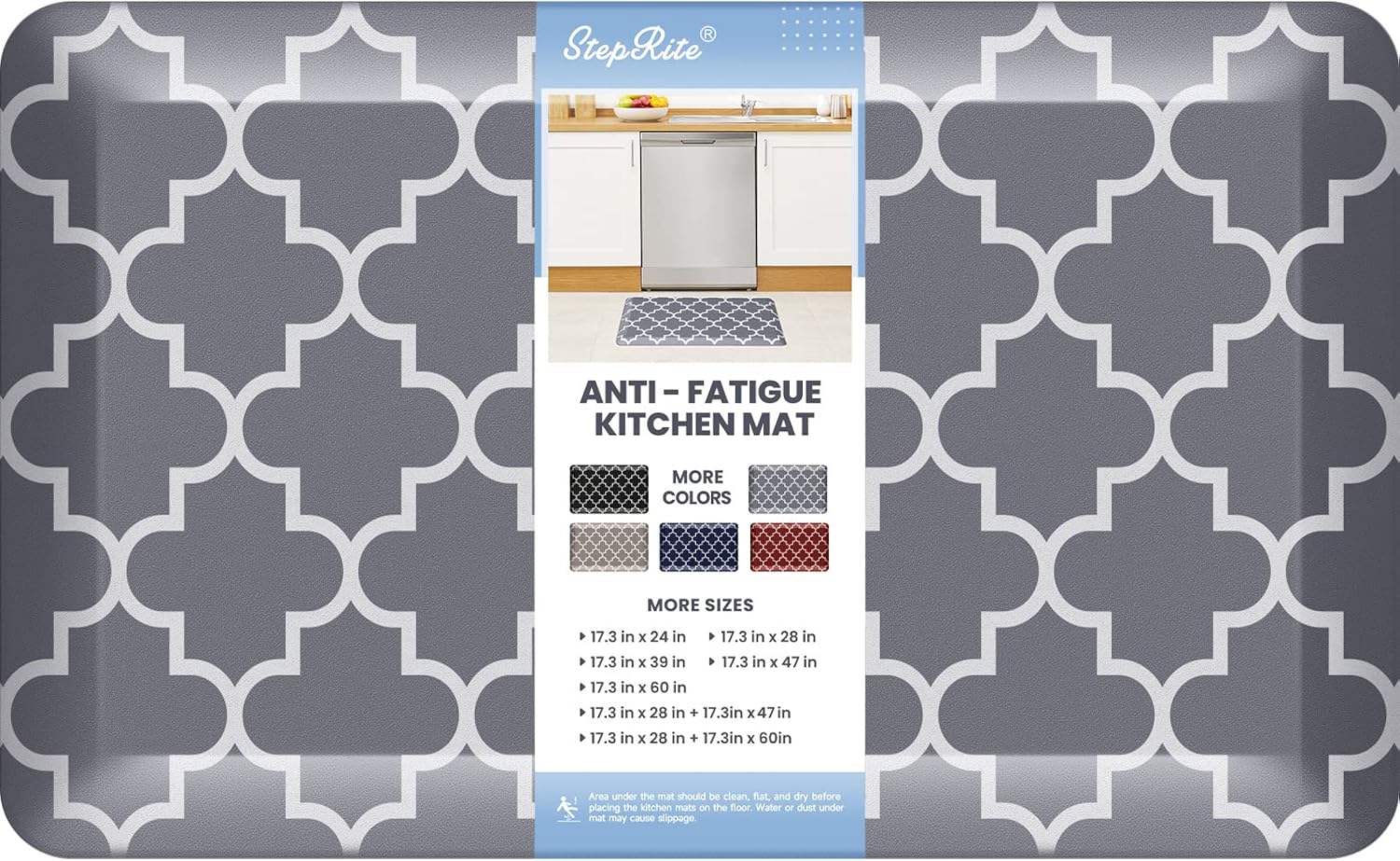 4/5 Inch Thick Kitchen Rugs, Kitchen Mat, Anti Fatigue Floor Mat, Waterproof Mats & Rugs, Heavy Duty PVC Ergonomic Comfort Standing Foam for Kitchen, Home, Office, Sink, Garage, 17.3"x28", Grey