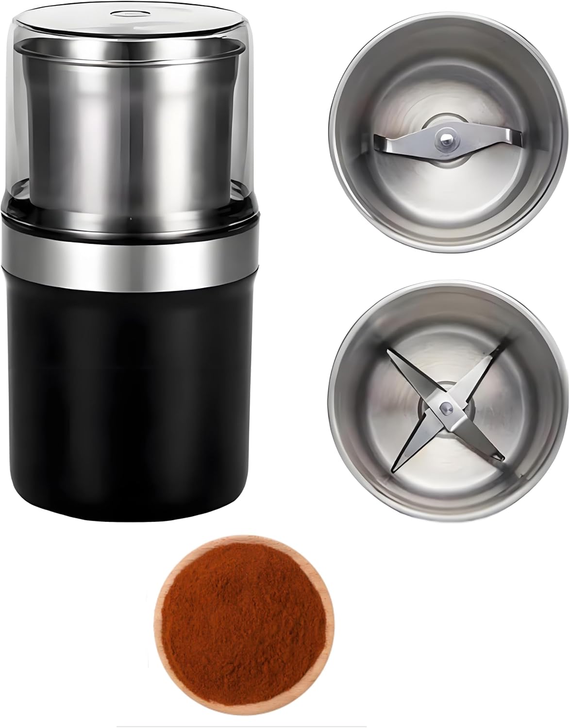 Electric Spice Blender, 200W Electric Wet and Dry Grinder with Removable Stainless Steel Bowl for Coffee Bean, Spices, Herbs, Nuts, Grains, Seeds