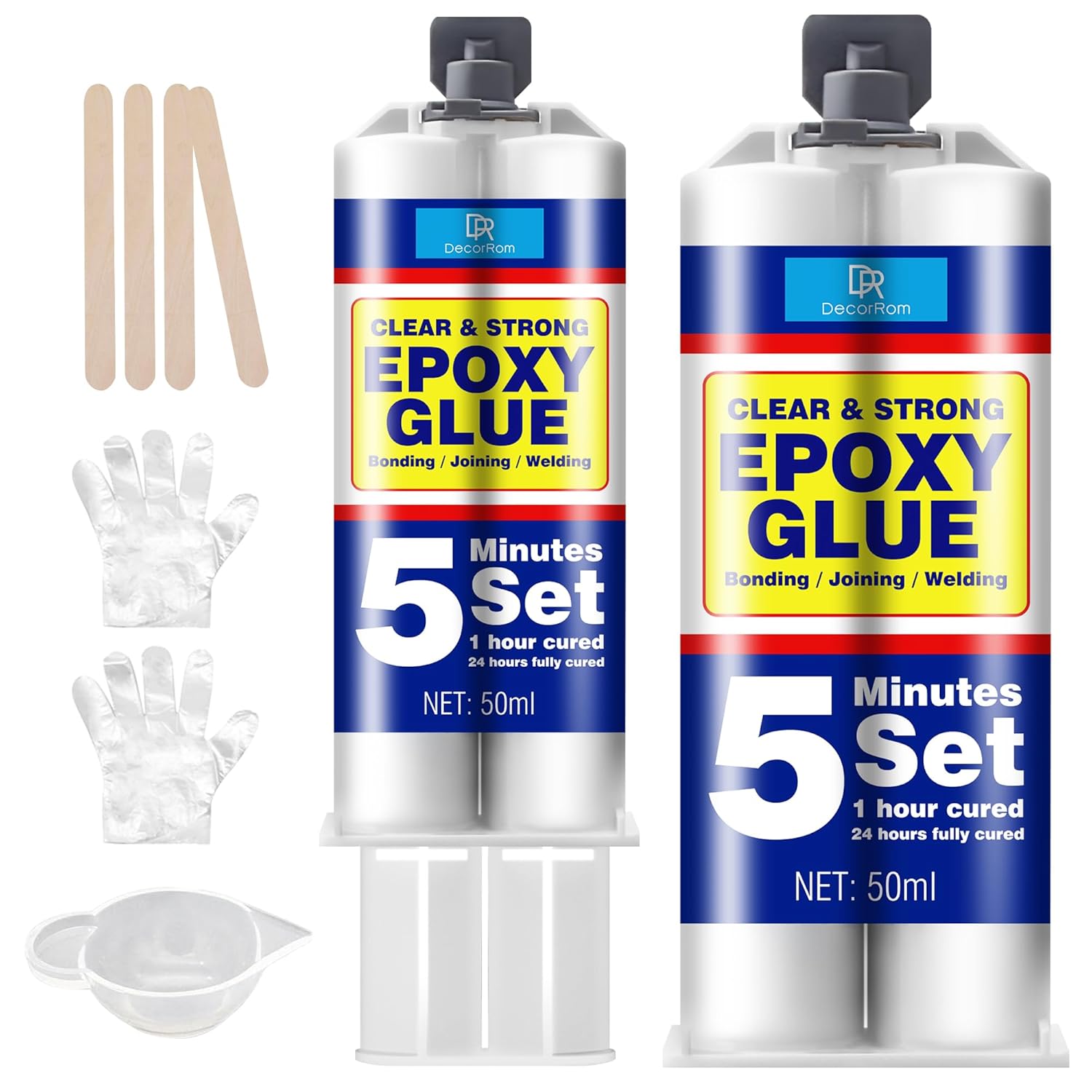Epoxy Glue 100ml - Clear 2 Part Epoxy Glue, Super Tough and Durable - 5 Minute Epoxy Adhesive for Fast Repair - 1:1 Ratio Fast Cure Epoxy Glue for Wood, Metal, Plastic, Glass, Ceramic, Fabric