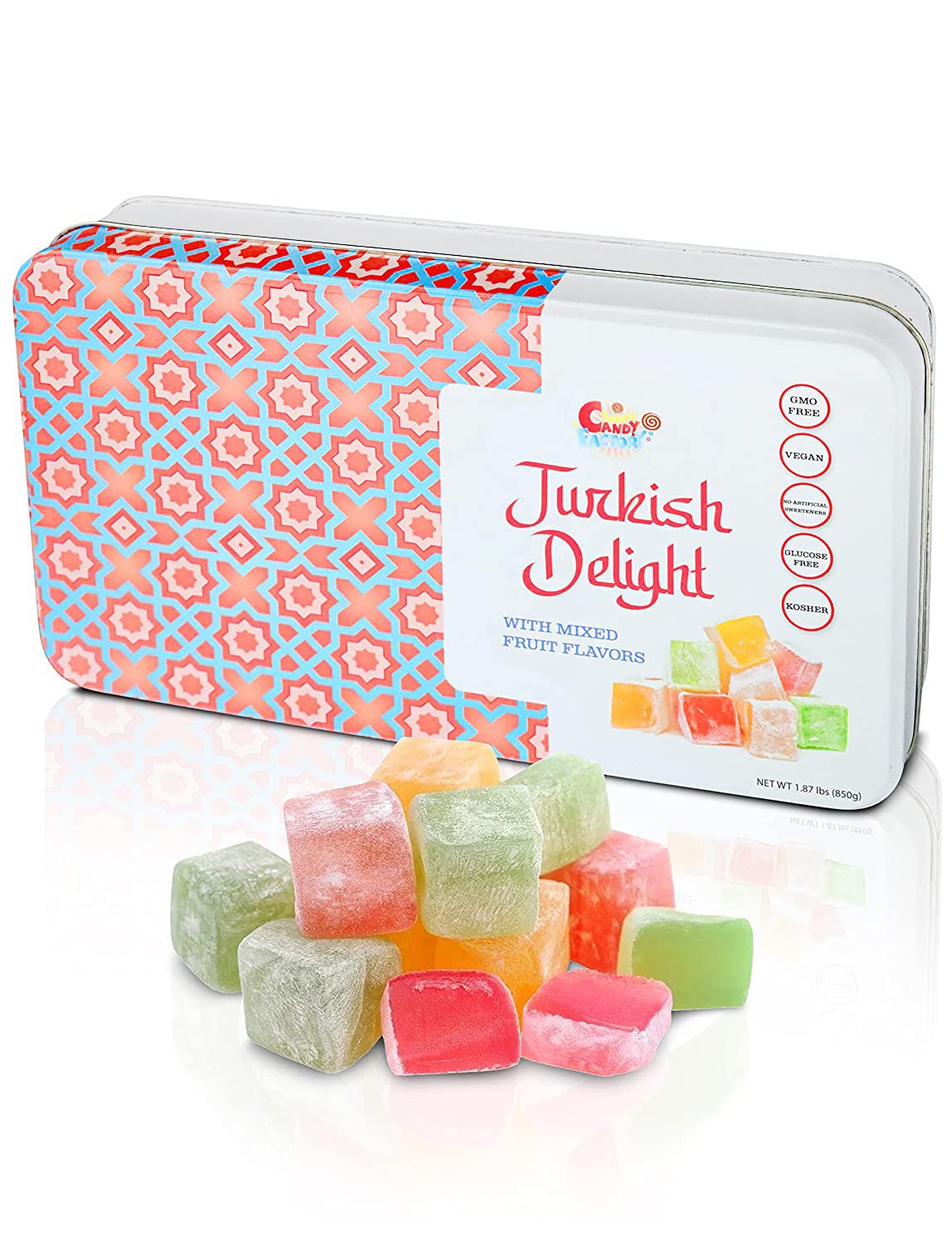 Sarah's Candy Factory, Turkish Delight with Assorted Fruit Flavors (30 oz) Gift Box for Everyone