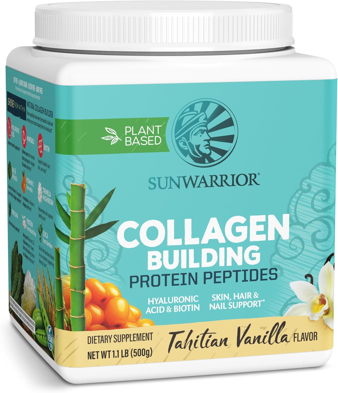 Sunwarrior Collagen Building Protein Peptides, Tahitian Vanilla, 500 g