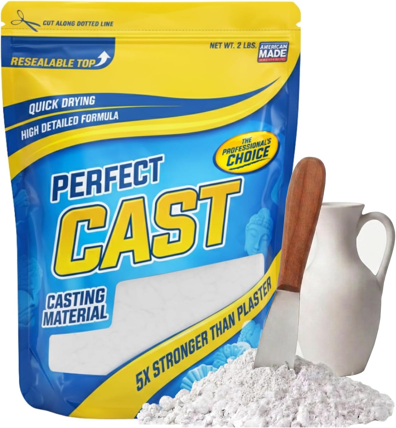 Perfect Cast Mold Casting Powder, Fast-Curing, Non-Toxic, Water-Based Material for DIY Sculptures, Jewelry, Crafts & Models, USA Made, 2 lb Bag