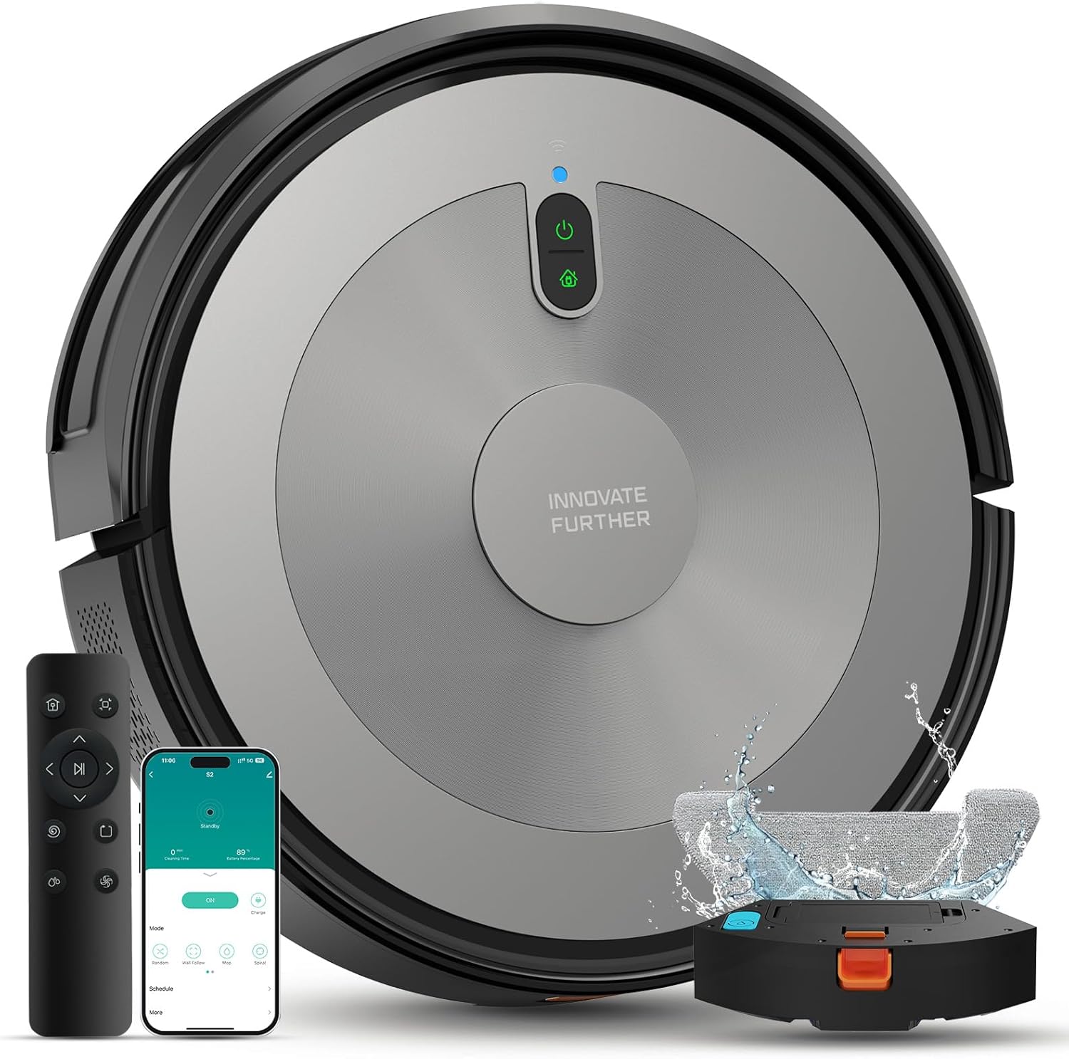 Robot Vacuum and Mop - Robotic Vacuums Cleaner 3000 Pa Strong Suction, Smart Efficient Navigation, Automatic Recharge, Anti-Fall, 6 Cleaning Modes, Pet Hair Removal, App/Alexa/Voice Control