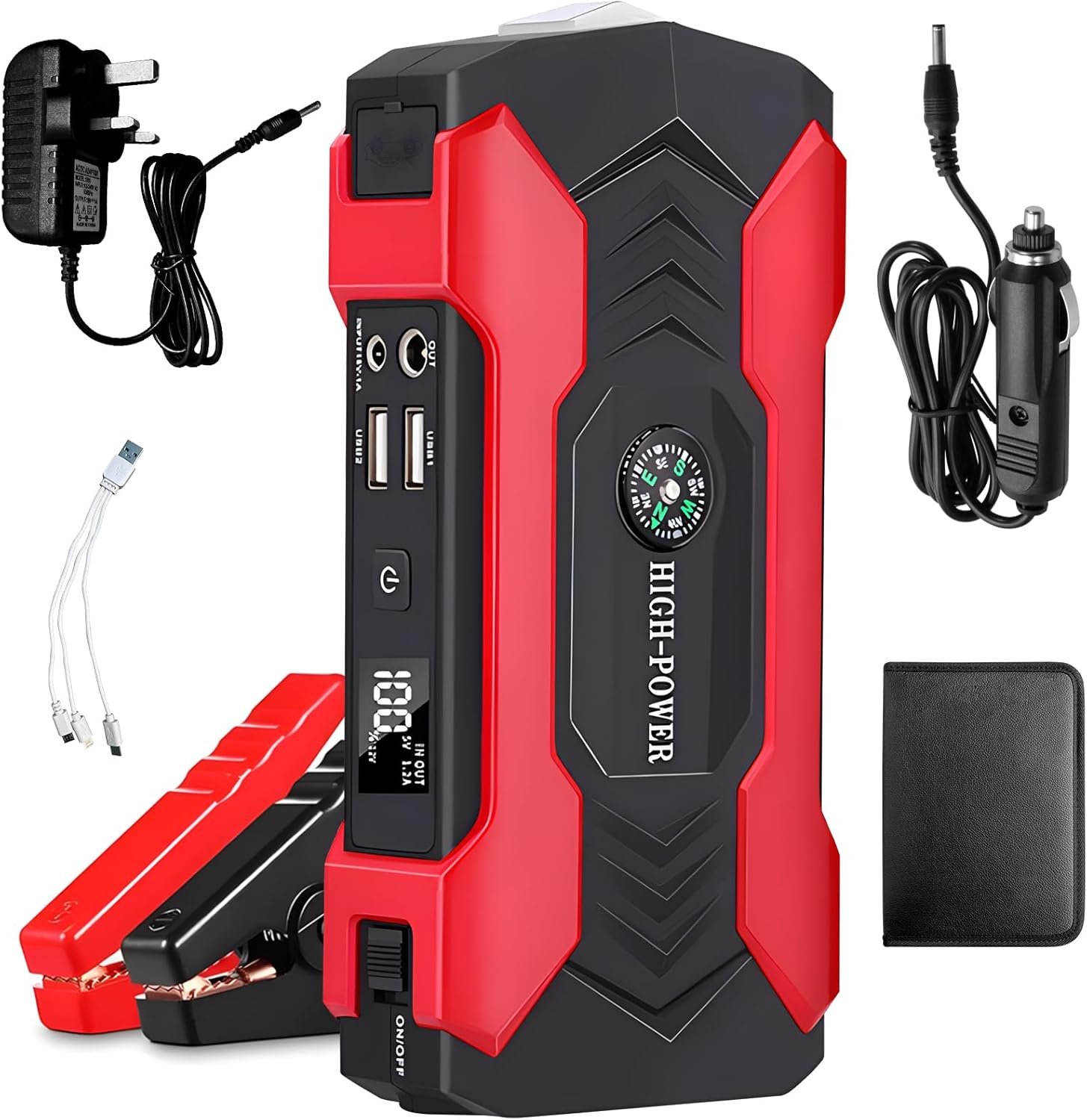 Car Jump Starter,Power Pack for 12V Vehicles,1500A Peak Portable Car Battery Booster Jump Starter(up to 6.0L Gasoline or 4.0L Diesel) with LED Flashlight and LED Display