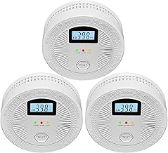 3 Pack Combination Photoelectric Smoke and Carbon Monoxide Alarm Detector with Digital Display; Battery-Operated Smoke Carbon Monoxide Alarm