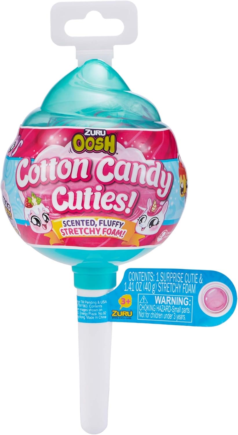 Oosh Slime Cotton Candy Cuties Series 2 by ZURU (Purple) Scented, Squishy, Fluffy, Soft, Stretchy, Stress Relief, Party Favors, Non-Stick with Collectible Cutie Slow Rise Toy
