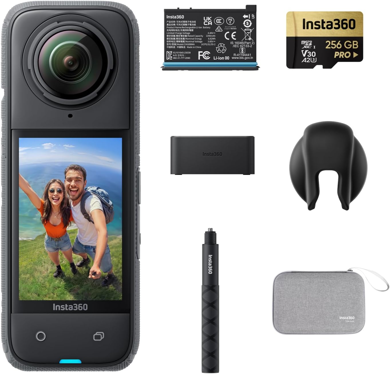 Insta360 X4 Endurance Bundle - 8K Waterproof 360 Action Camera, 4K Wide-Angle Video, Invisible Selfie Stick, Removable Lens Guards, 135 Min Battery Life, AI Editing, Stabilization, for Sports, Travel
