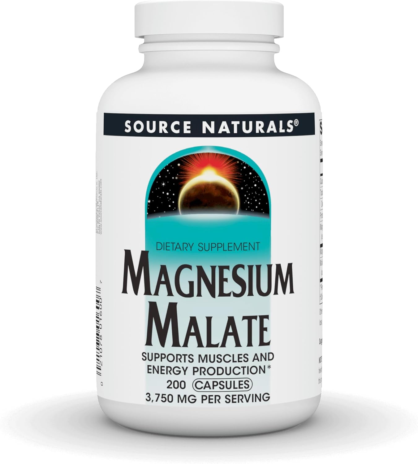Source Naturals Magnesium Malate, Supports Muscles and Energy Production*, 3750 MG - 200 Capsules