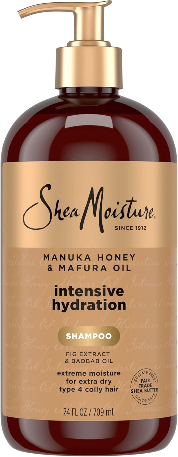 Shea Moisture Intensive Hydration Shampoo Manuka Honey & Mafura Oil, For Extra Dry, Damaged Hair, Sulfate-Free, 24 oz