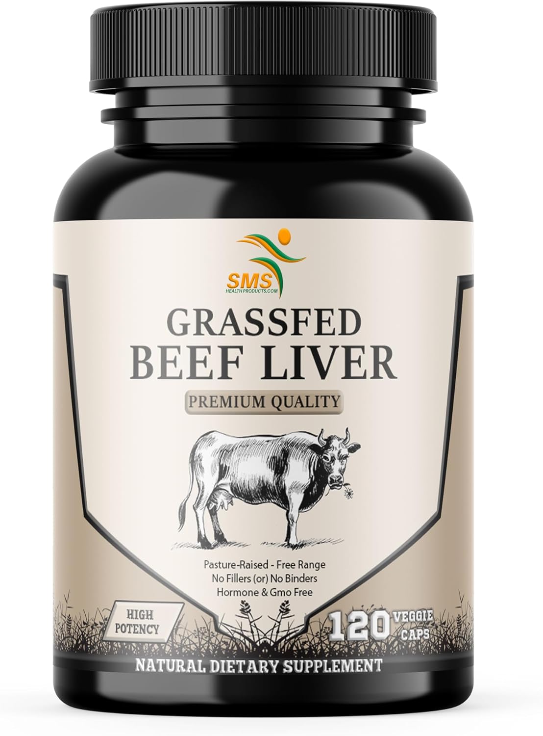 Grass Fed Desiccated Beef Liver Capsules (120 Pills, 500mg Each) - Natural Iron, Vitamin A, B12 for Energy - Humanely Pasture Raised Undefatted Without Hormones or Chemicals
