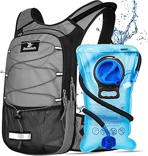 Zounich Hydration Backpack, Breathable Running Backpack with 3L Water Bladder, Large Capacity Hiking Rucksack Outdoors Hydration Bag Pack Perfect for Cycling Camping Fitness Climbing Fits Men & Women