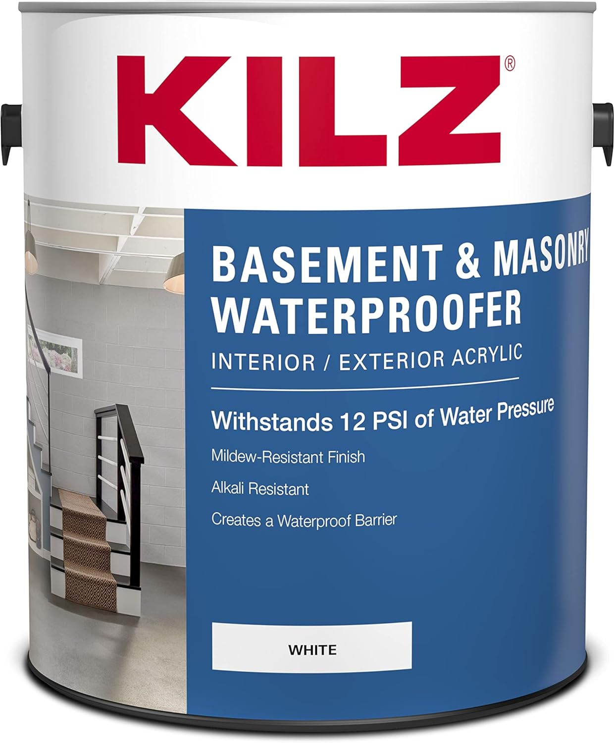 KILZ Basement and Masonry Waterproofing Paint, Interior/Exterior, White, 1 Gallon