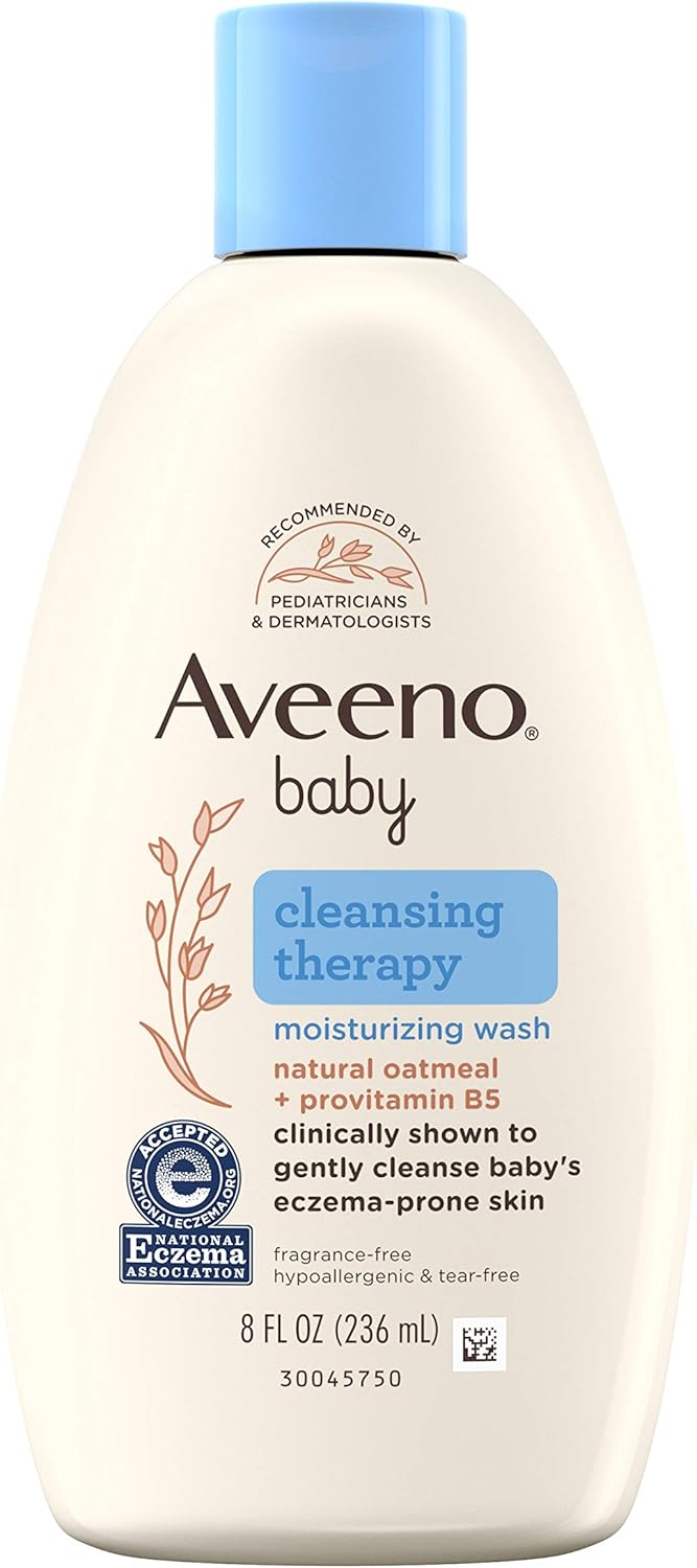 Aveeno Baby Cleansing Therapy Moisturizing Baby Body Wash with Natural Oatmeal & ProVitamin B5, Gentle Tear-Free Baby Bath Wash for Sensitive & Eczema-Prone Skin, Hypoallergenic, 8 oz
