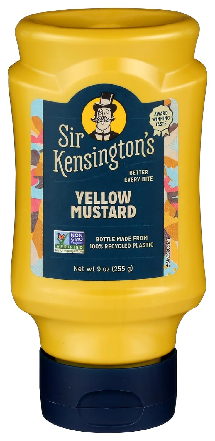 Sir Kensington's Mustard, Yellow, Gluten Free, Certified Vegan, Non- GMO Project Verified, From 100% Grade-A Mustard Seeds, Shelf-Stable, 9 oz