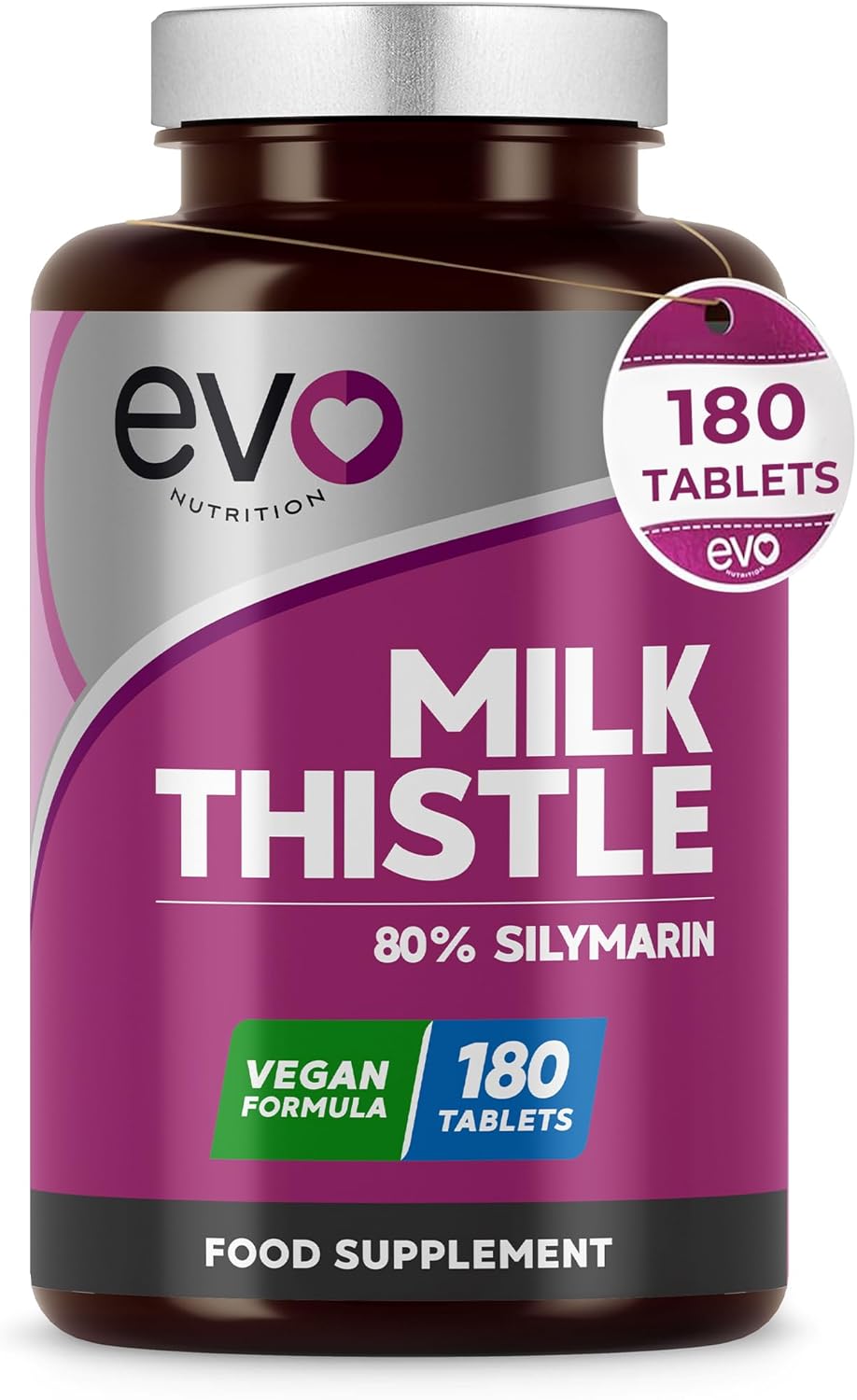 Milk Thistle Tablets | 80% Silymarin | 180 Tablets | Vegan Supplement | Milk Thistle Capsules Alternative | Made in The UK