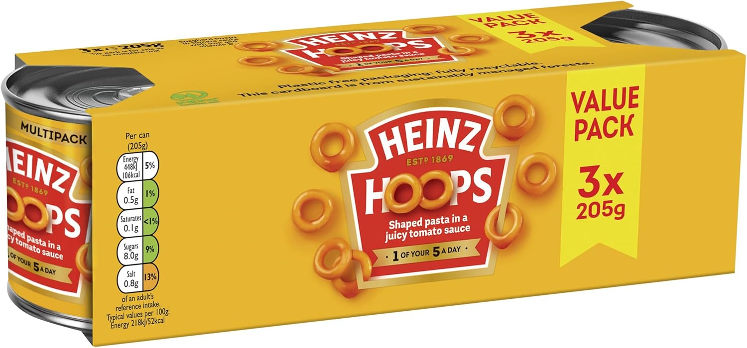 Heinz Spaghetti Hoops in Tomato Sauce, 205 g (Pack of 3)