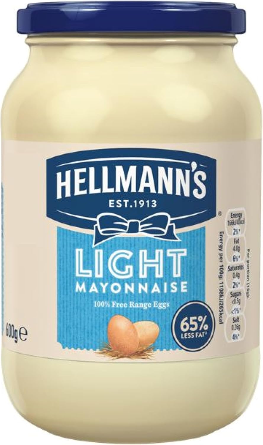 Hellmann's Light Mayonnaise made with 100% free-range eggs light mayo with 65% less fat* 600 g