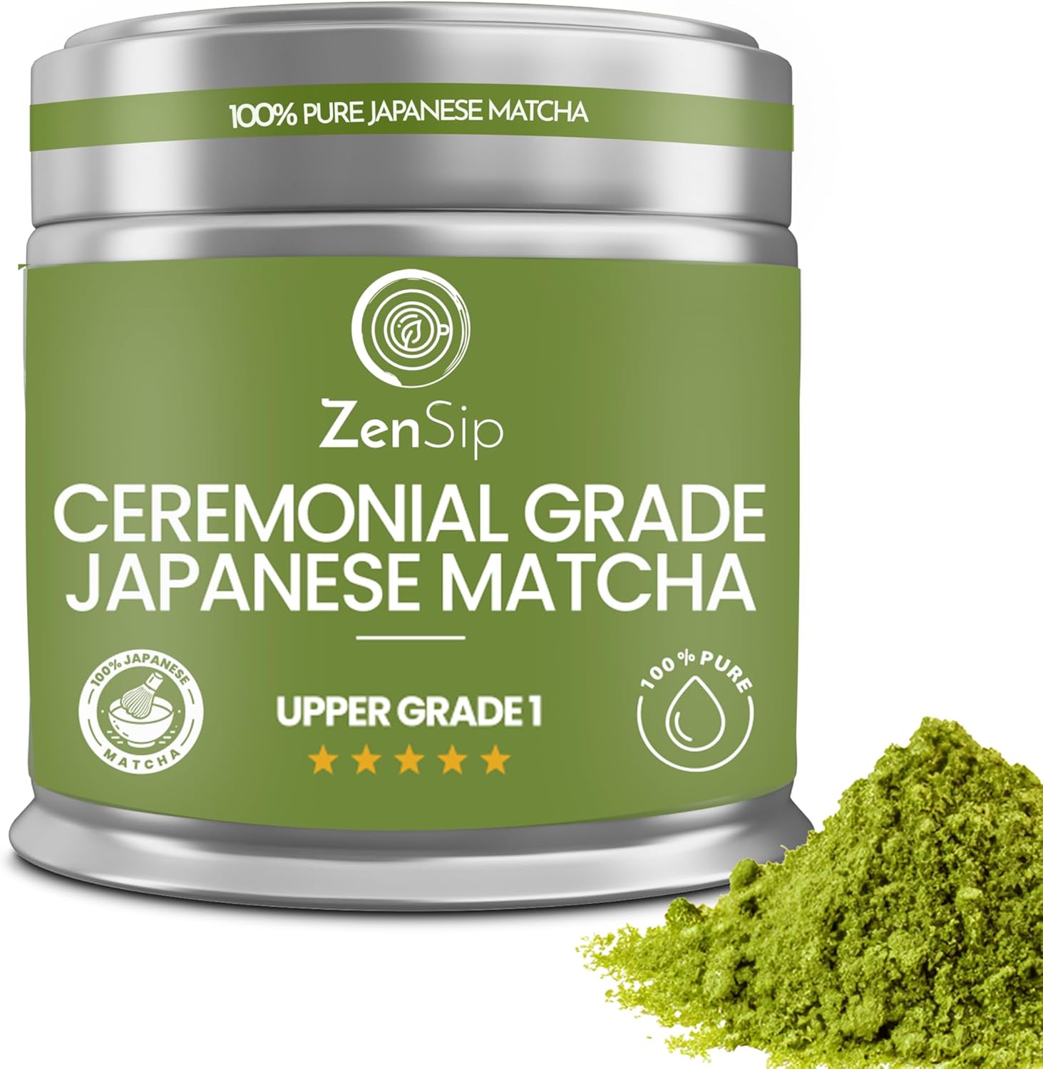 ZenSip Ceremonial Grade Matcha Powder – Premium Green Tea Powder for Macha Latte, Smoothies & Baking – Authentic Japanese Macha Tea – 100% Pure, Vibrant & Fresh Ceremonial Grade 30g