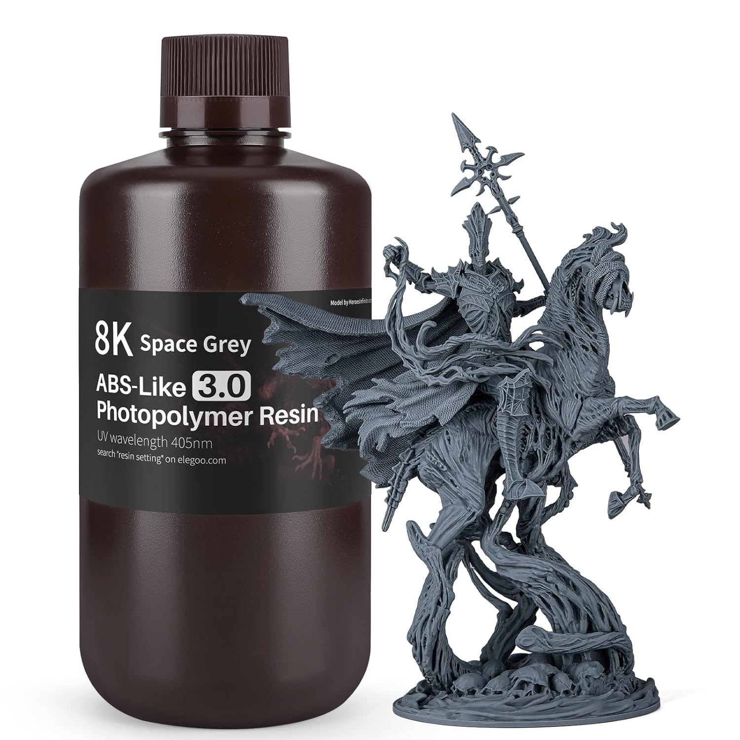 ELEGOO ABS-Like Resin 3.0 8K Resin, 405nm UV-Curing 3D Printer Resin Best for 8K/9K/12K/14K/16K LCD 3D Printer Space Gray 1KG