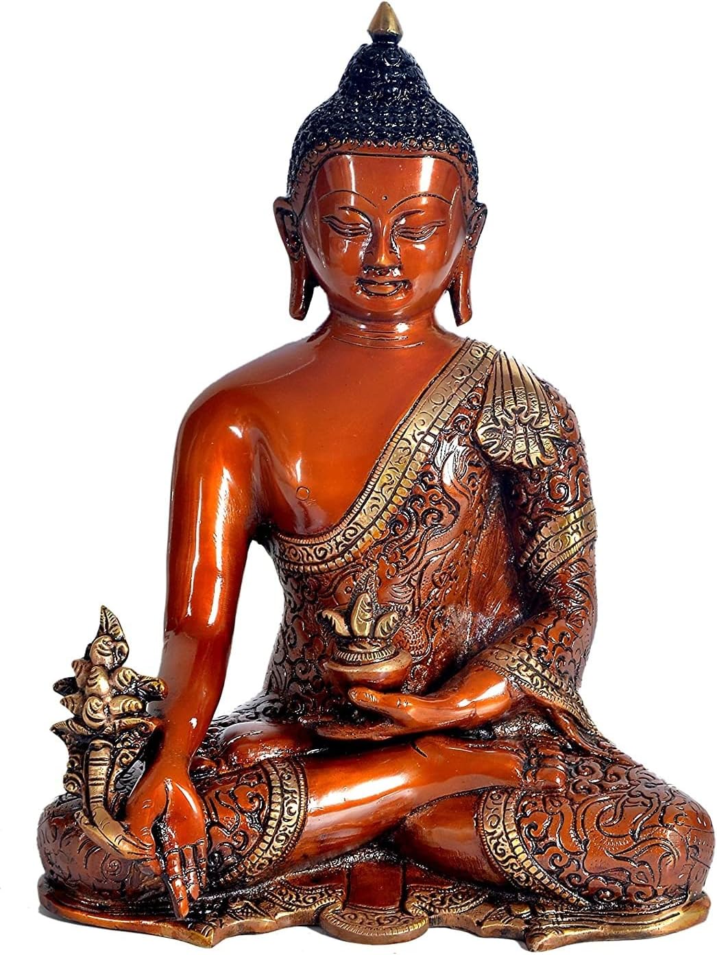 Brass Buddha Statue for Home Decor Easter Decor Buddha Decor 11.5 Inch Large Statues and Sculptures Accents Antique Religious Gift Thanksgiving (Pack of 1)