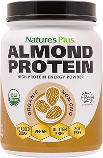 Natures Plus Almond Protein Powder - 1.04 lbs, Unflavored - USDA Certified Organic, Non-GMO Vegan Protein Powder, No Added Sugar, Promotes Muscle Recovery - Vegetarian, Gluten-Free - 15 Servings