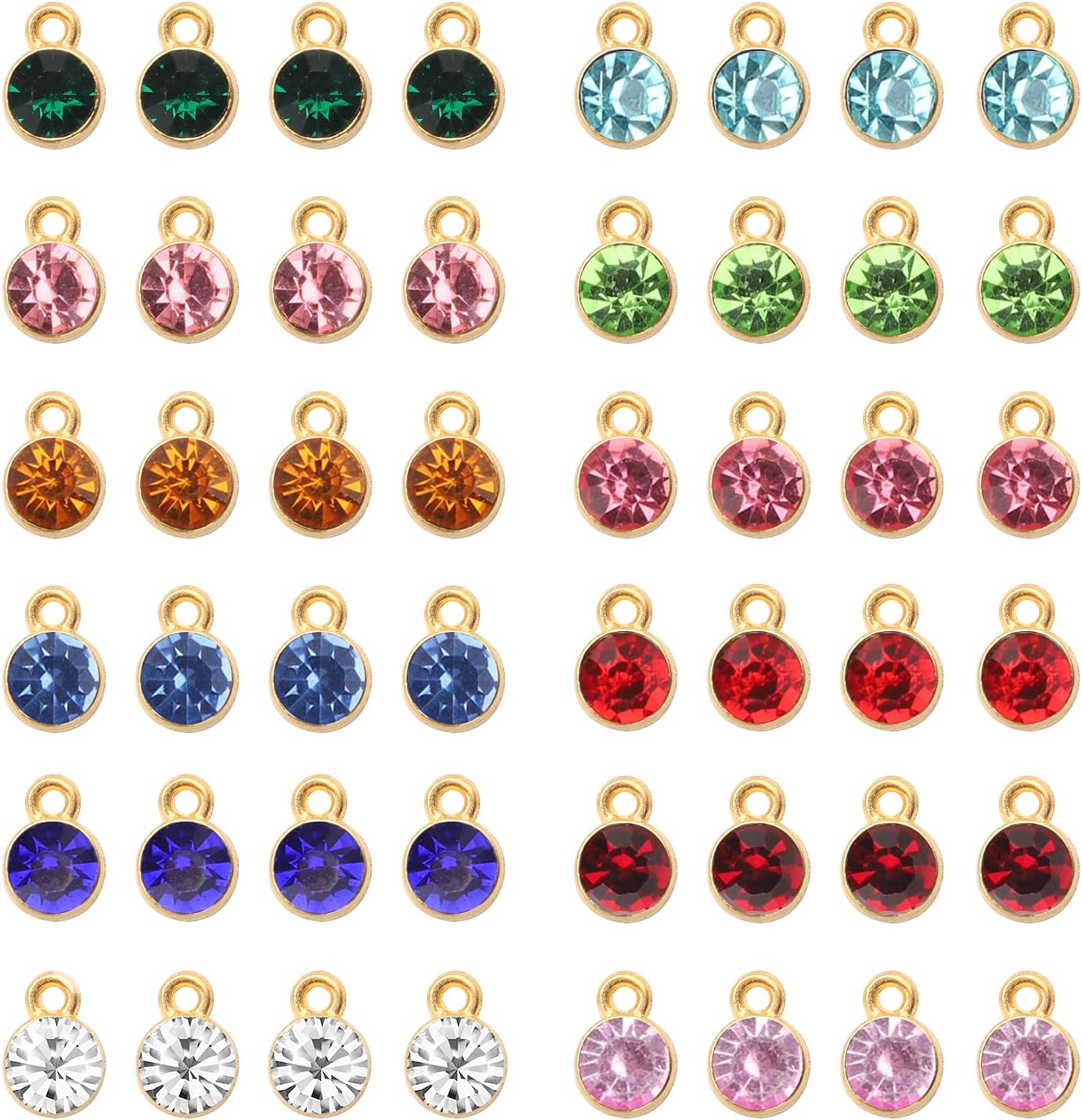 Gukasxi 96 Pieces Crystal Birthstone Charms Necklace Earring Bracelet Beads Pendants with Rings for DIY Jewelry Making and Crafting, 12 Colors …
