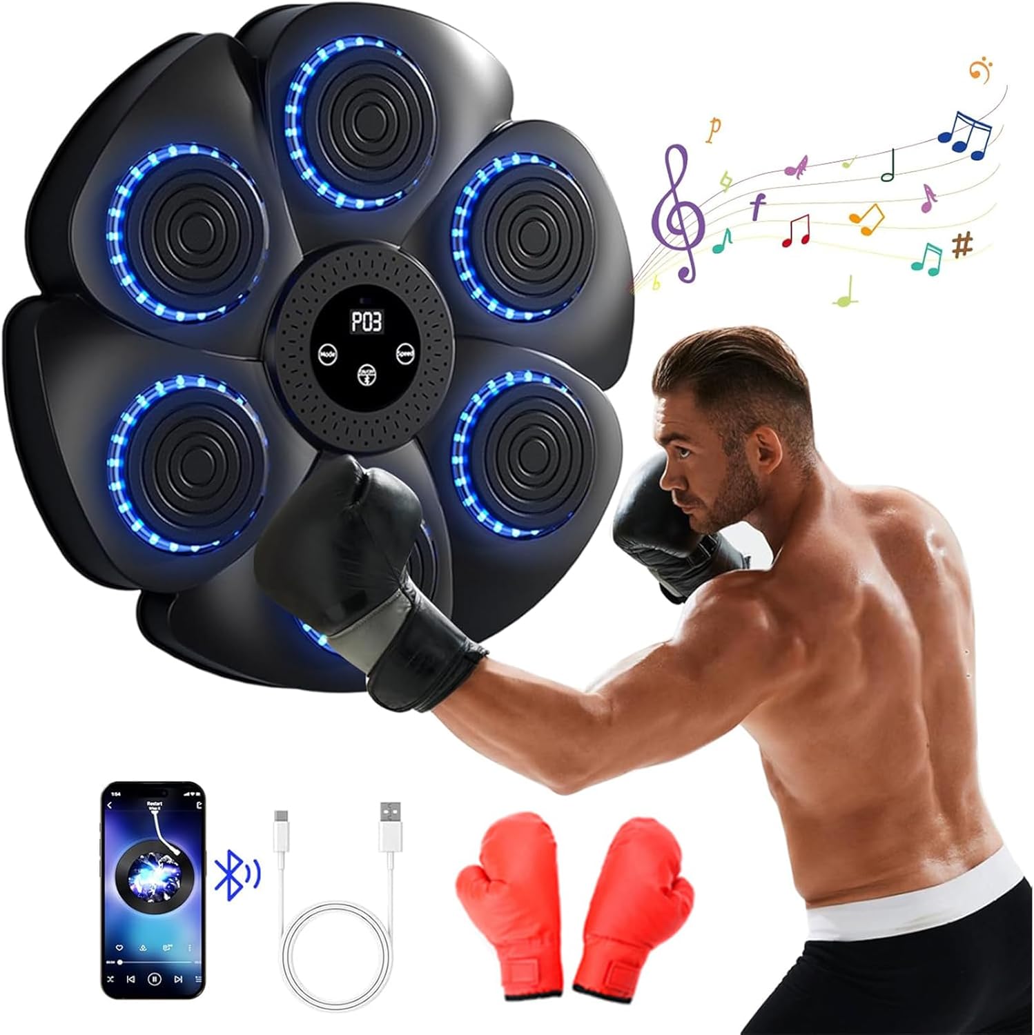 Music Boxing Machine, Smart Music Boxing Machine Experience, Boxing Machine Revolutionize Workout, Wall Mounted Smart Bluetooth Boxing Trainer With One Boxing Glove For Kids, Adults, Target Enthusiast