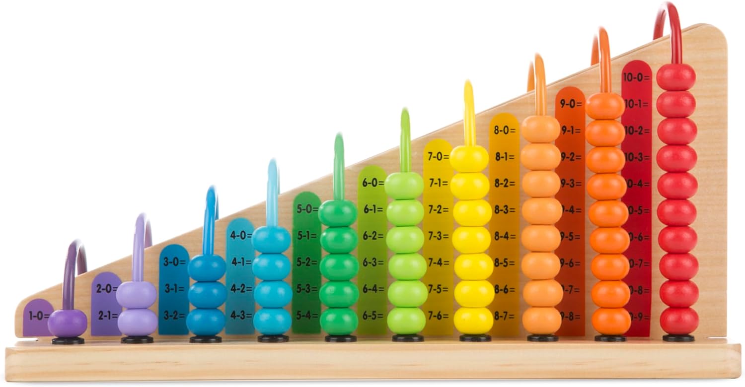 Melissa & Doug Add & Subtract Abacus - Educational Toy with 55 Colorful Beads and Sturdy Wooden Construction