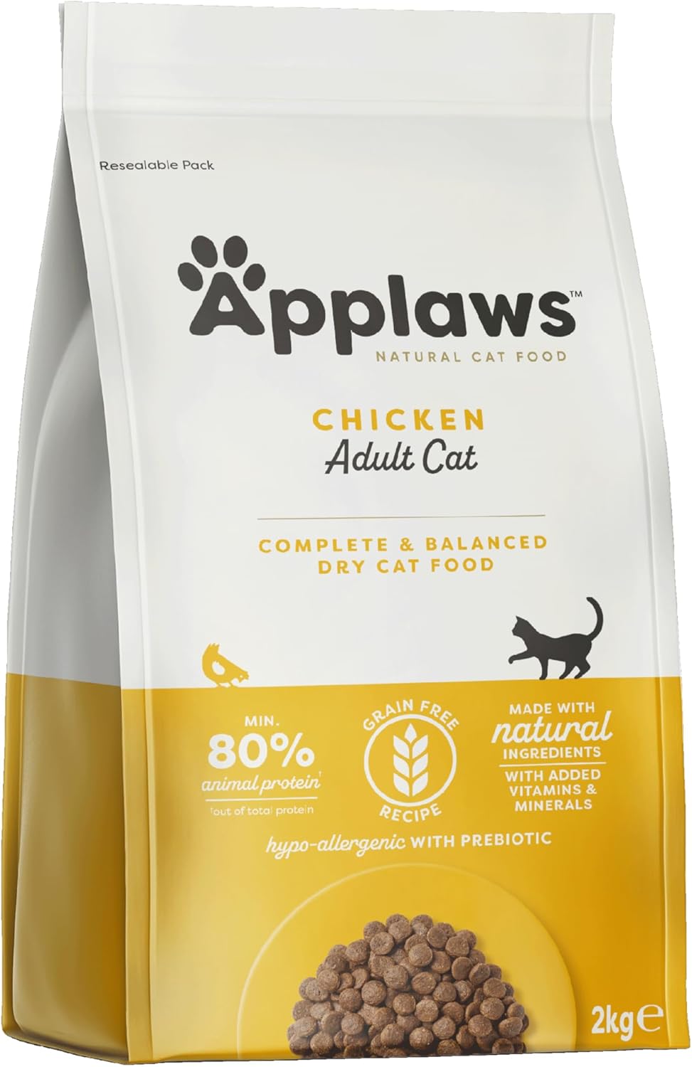 Applaws Complete Natural and Grain Free Dry Adult Cat Food, Chicken, 2 kg Bag